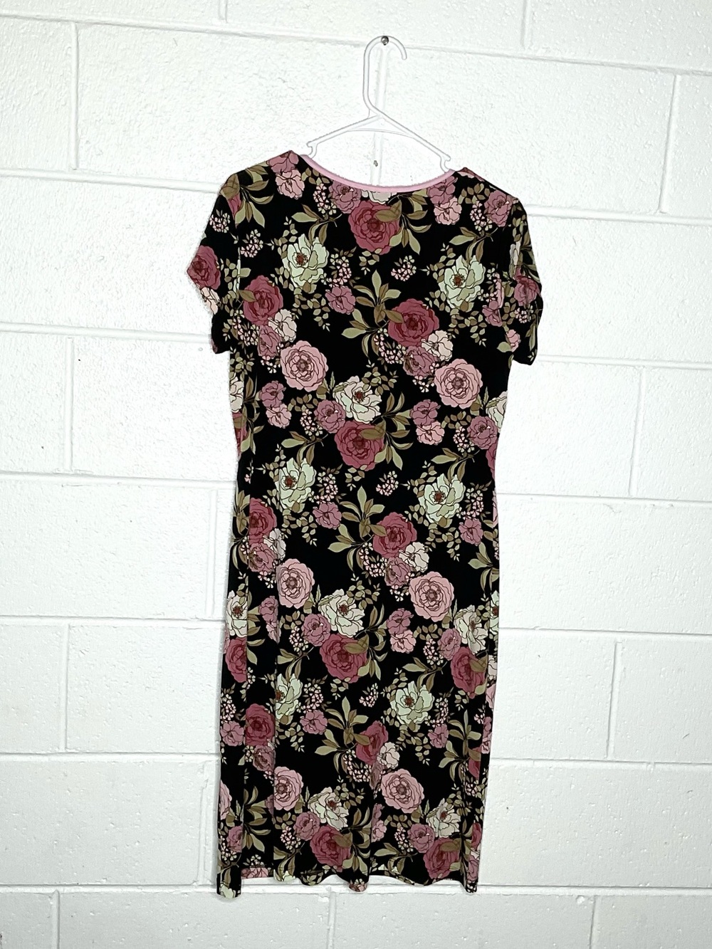 < Vintage Y2K F.L.P. Pink Floral Pattern Midi Dress Size Large > - Picture 3 of 3